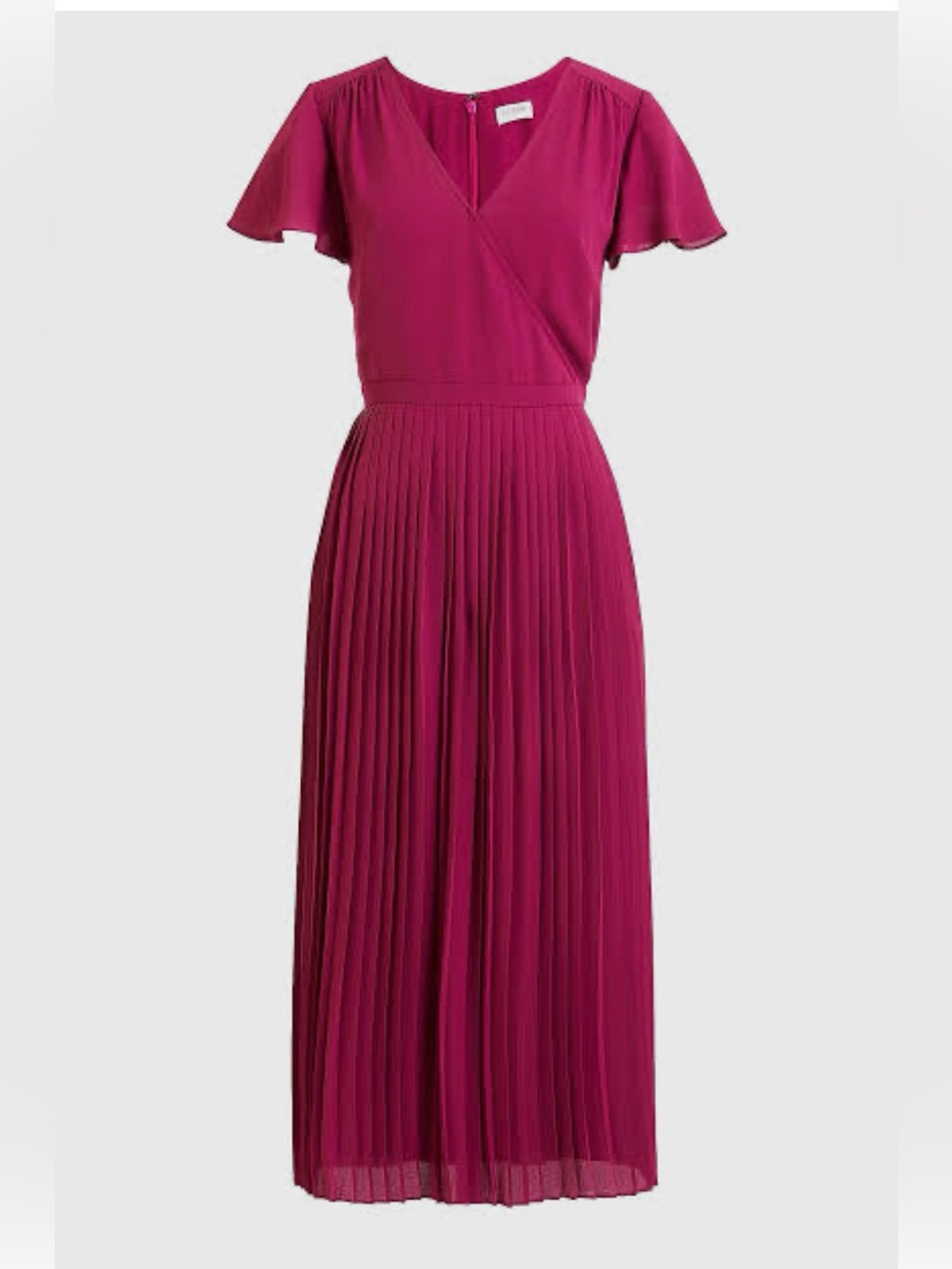 J. Crew Raspberry Short Sleeve Pleated Midi Wrap Dress  Workday Sz 4